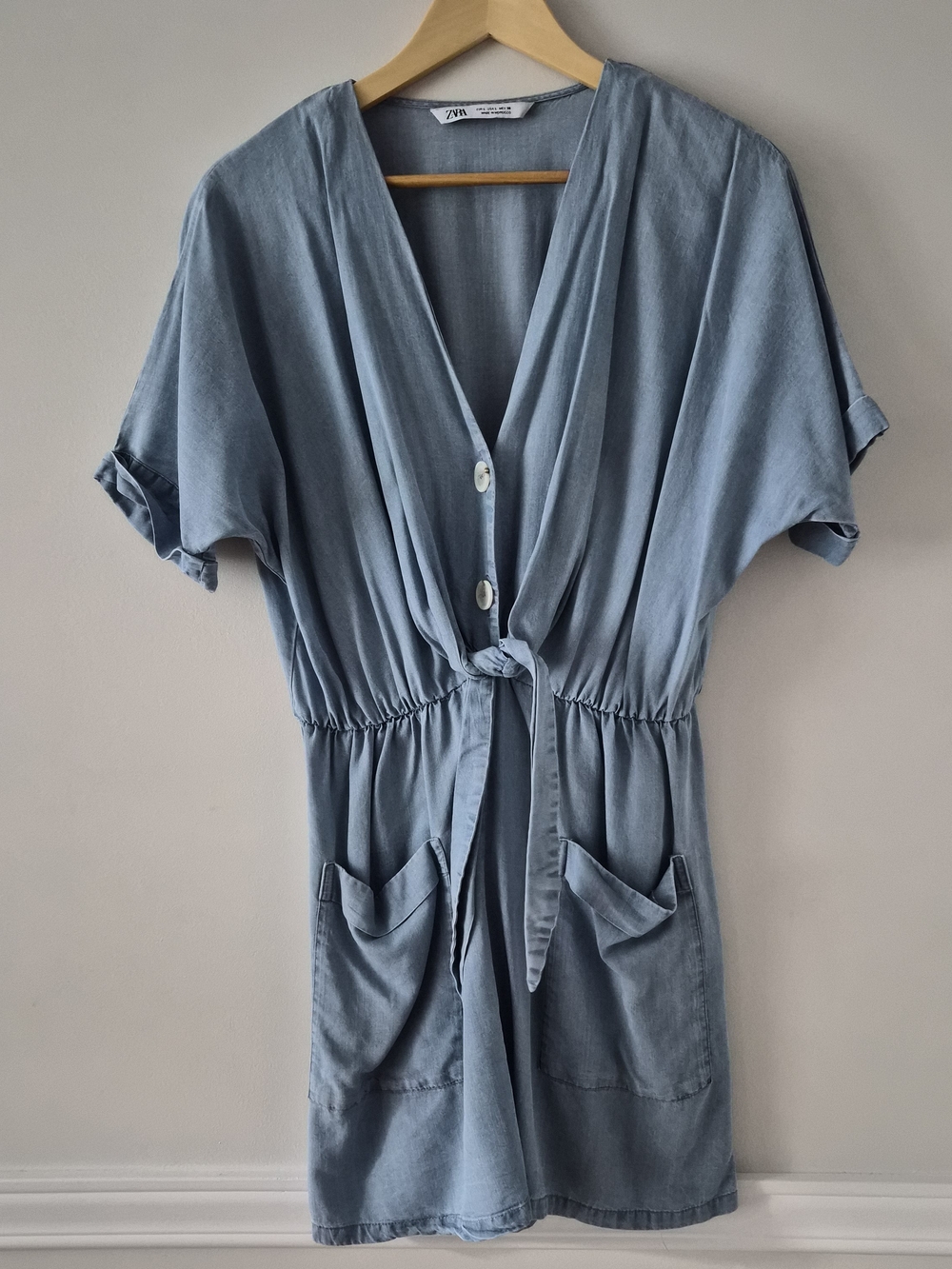 Zara Light Blue V-Neck Jumpsuit